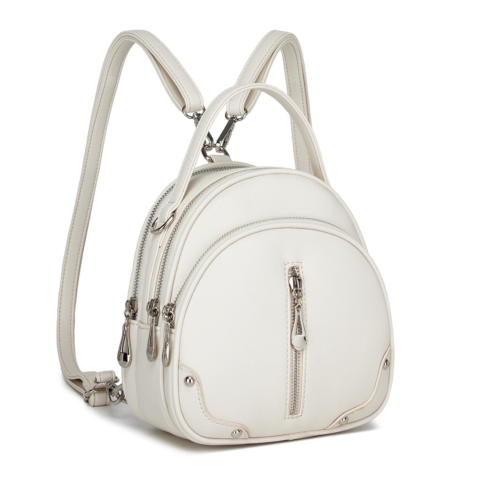 Miss Lulu Damen Handtasche Mini Rucksack Kleiner Eleganter Cityrucksack für Frauen Leichter Reiserucksack mit Abnehmbarem Riemen und 4 Reißverschlusstaschen