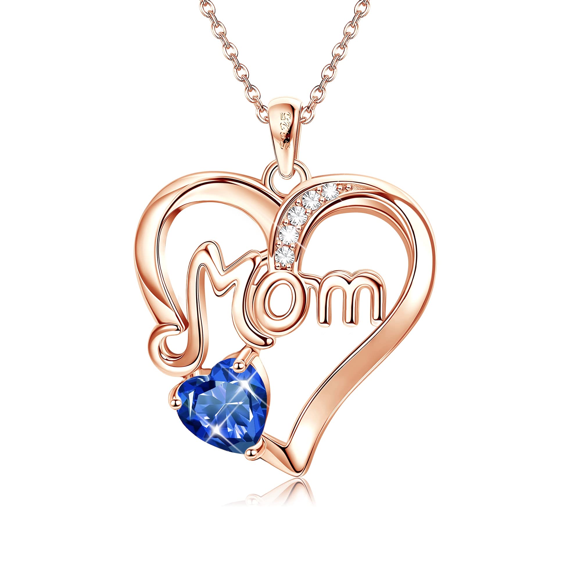 Srebro mama Birthstone biżuteria miłość wisiorek w kształcie serca matki dla kobiet mama ciocia babcia dzień urodziny