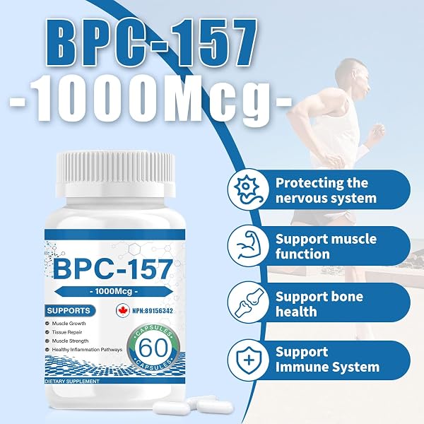 BPC 157 Peptide Capsules 1000 mcg, supports muscle growth, tissue repair, strength, non-GMO, gluten-free, 60 capsules - 2