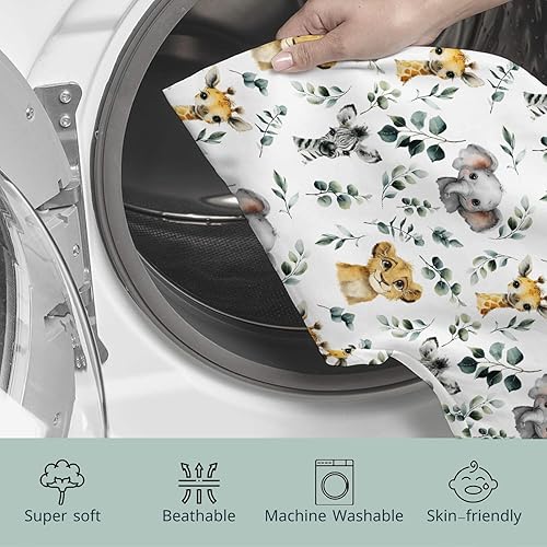 Miniatura 7 de HawSkgFub Funda de almohada de lactancia con diseño de hojas de eucalipto africano para bebés, niños, elefante, jirafa, cebra, león, lactancia,