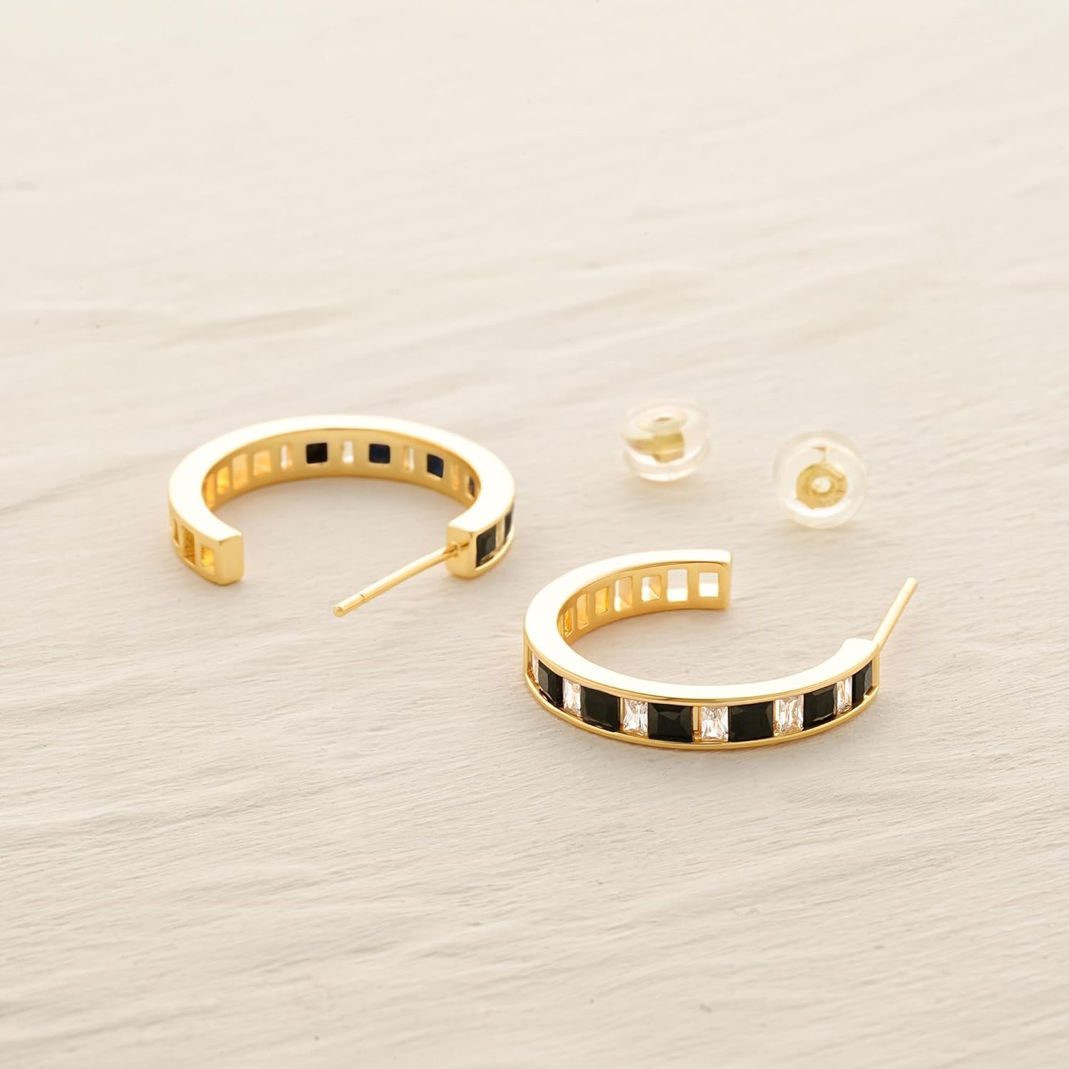 MYEARS Gold Open Hoop Earrings for Women 14K Gold Plated Black/Blue Big Stud Earrings Statement Jewelry for Women Trendy Gifts - Image 2