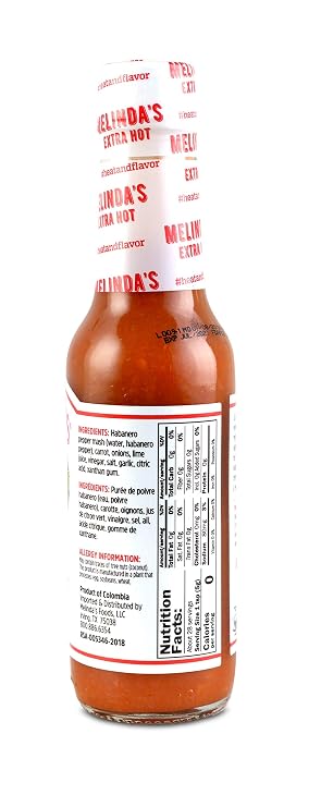 Melindas Original Habanero Extra Hot Sauce - Gourmet Habanero Hot Sauce - Made with Fresh Peppers, Carrots, Onion, Vinegar & Garlic - Keto, Vegan, Gluten Free - 5oz, 4 Pack