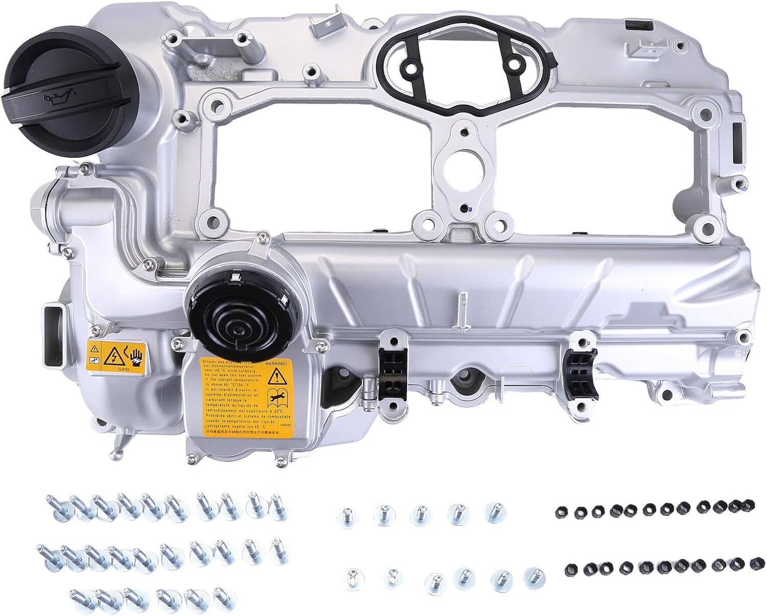 Valve Cover Cylinder Head Cover,11127588412 Engine Valve Cover Kit with Gasket, Bolts & Oil Cap Compatible with B*MW N20 F10 F25 320i 328i 528i X3 X5 2012-2018 2.0L