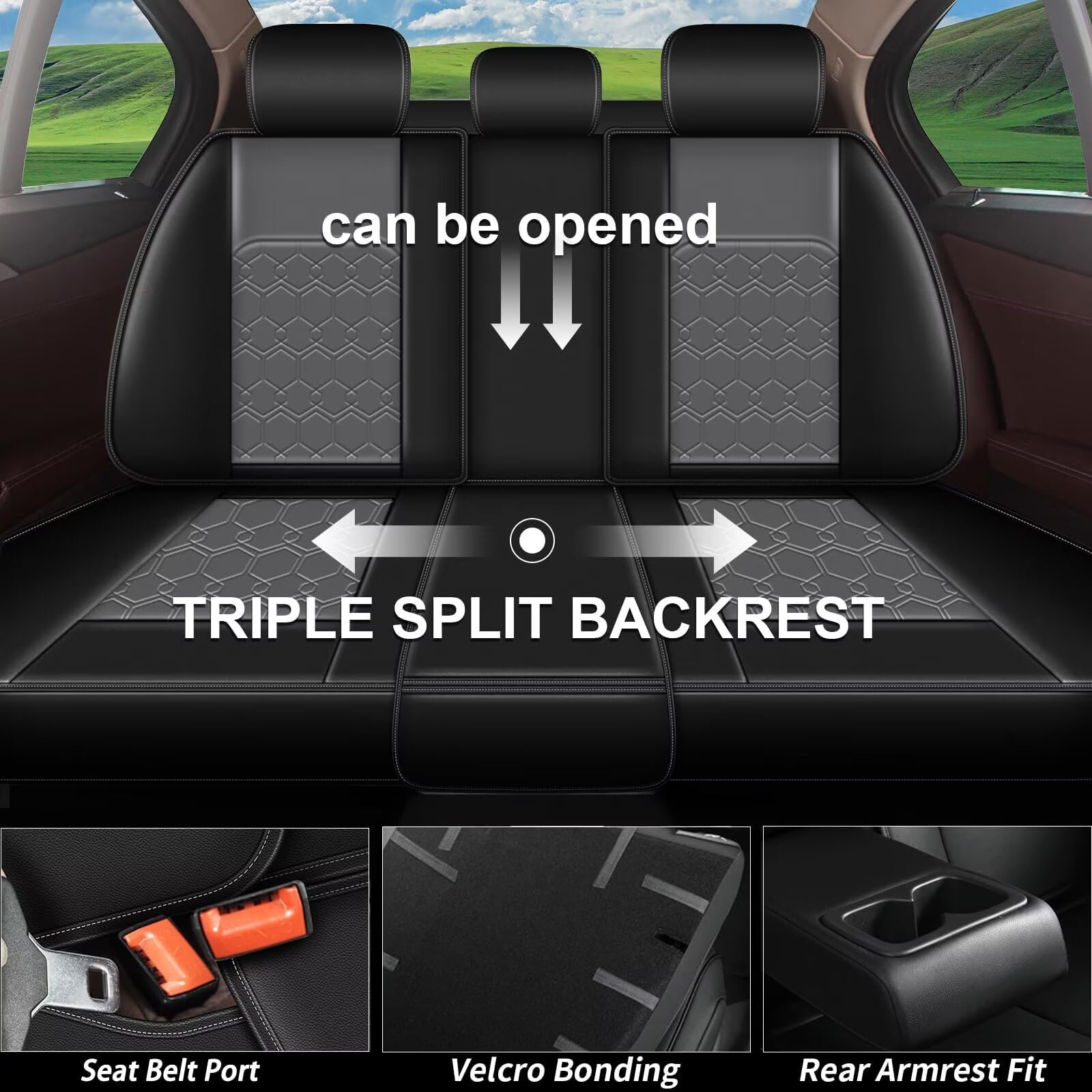 JIAMAOXIN Fit for Subaru Outback Seat Covers 2010-2024 2025 - Full Set Waterproof Leather Car Seat Covers Compatible Airbag?2 Row 5 Seat,Black & Grey?