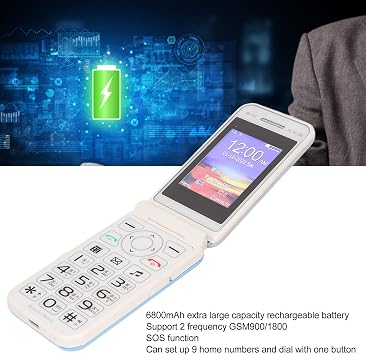 2G Senior Flip Phone Unlocked,Big Button Unlocked Flip Phone 2.4 LCD and Large Keypad Basic Cell Phone with Flashlight,Clear Sound,6800mAh Battery for Seniors & Kids (US Plug)