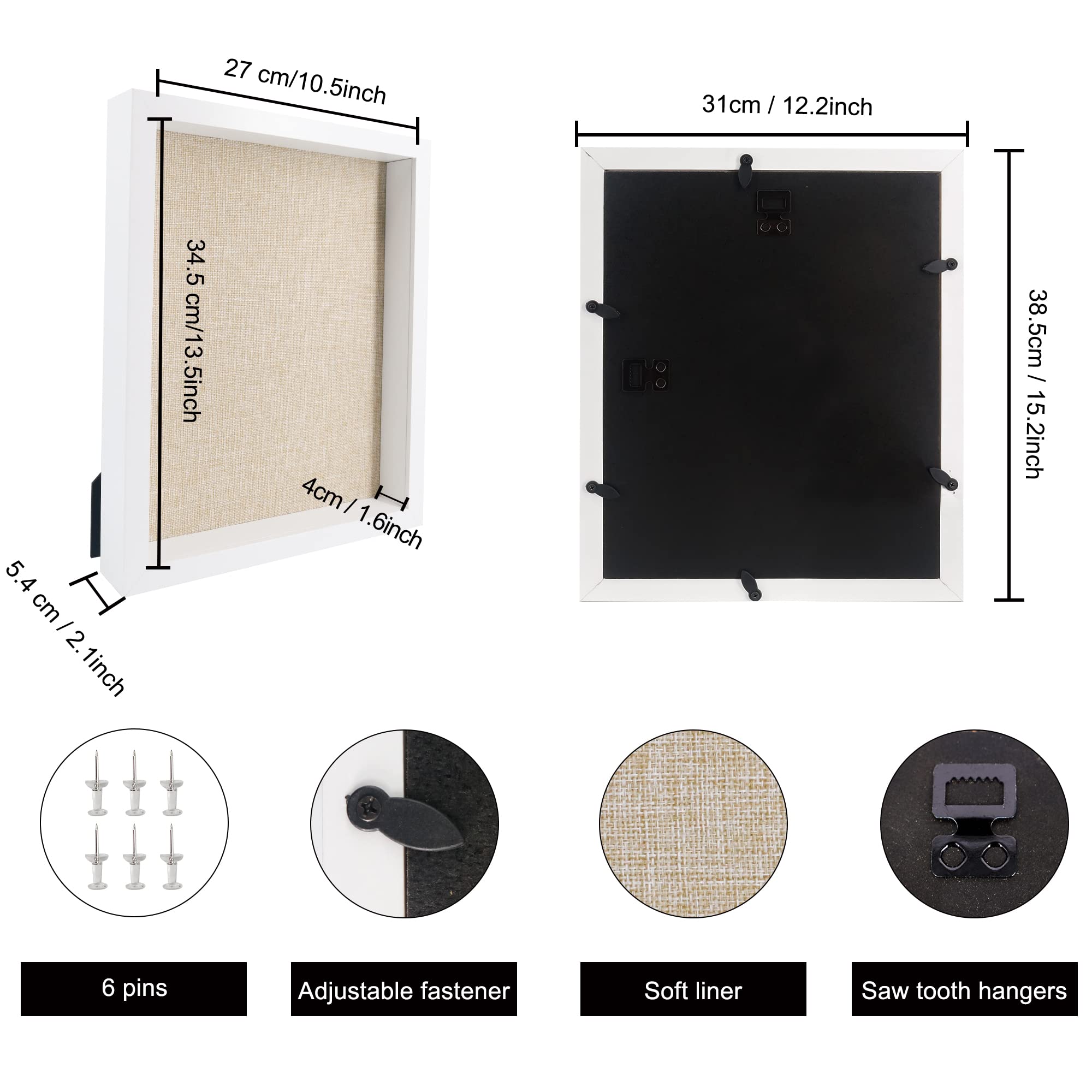 GarduationMall Cornice 3D Shadow Box 28x28 Cm Bianca, Profonda 4,3 Cm, Per Medaglie, Cimeli, Fiori, Biglietti, Da Tavolo E Parete