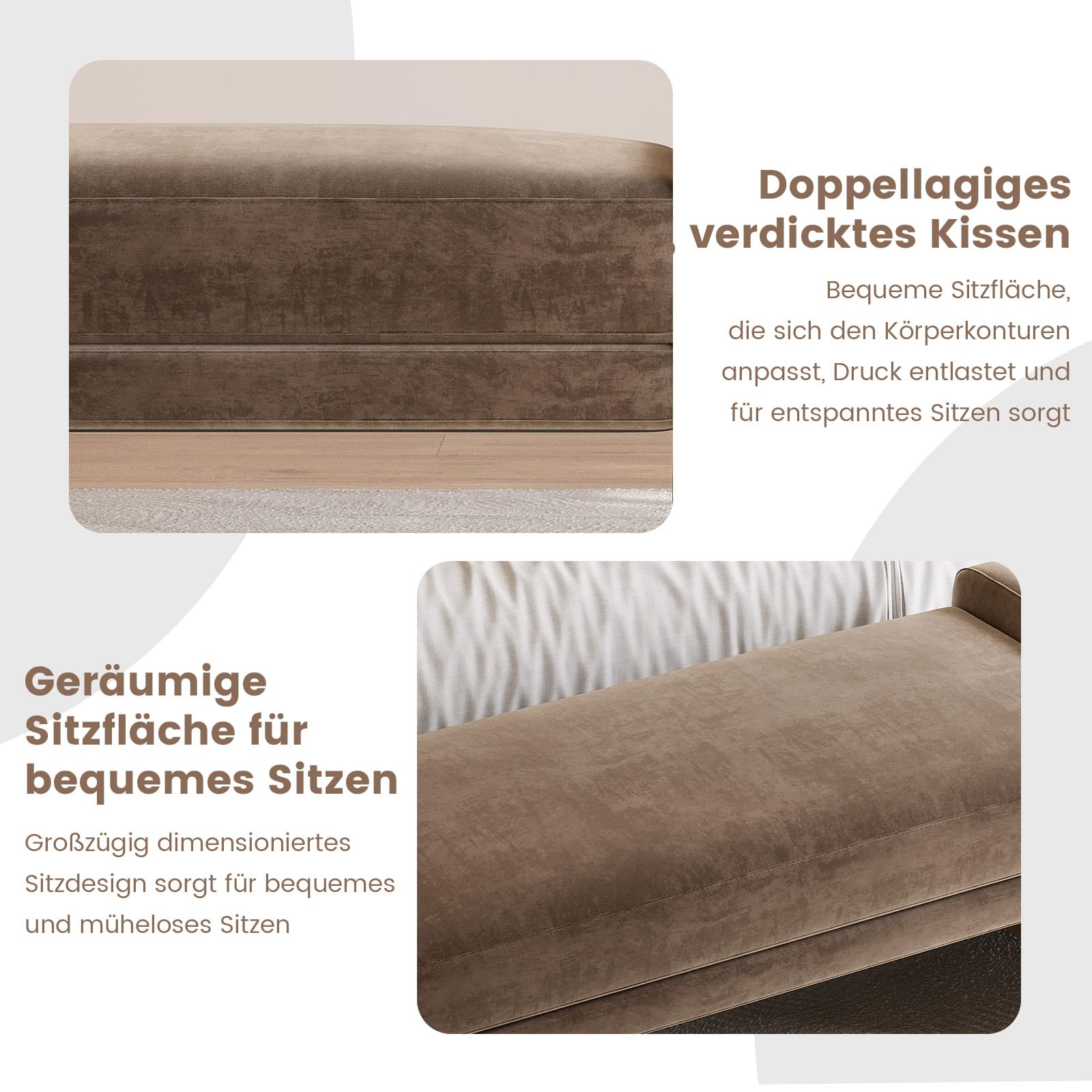 Miuuod Schuhbank, Fußbank am Bett, Sitzgelegenheit für den Eingangsbereich im Wohnzimmer, gepolsterter Ottomane mit gepolsterter Sitzfläche für Schlafzimmer und Flur