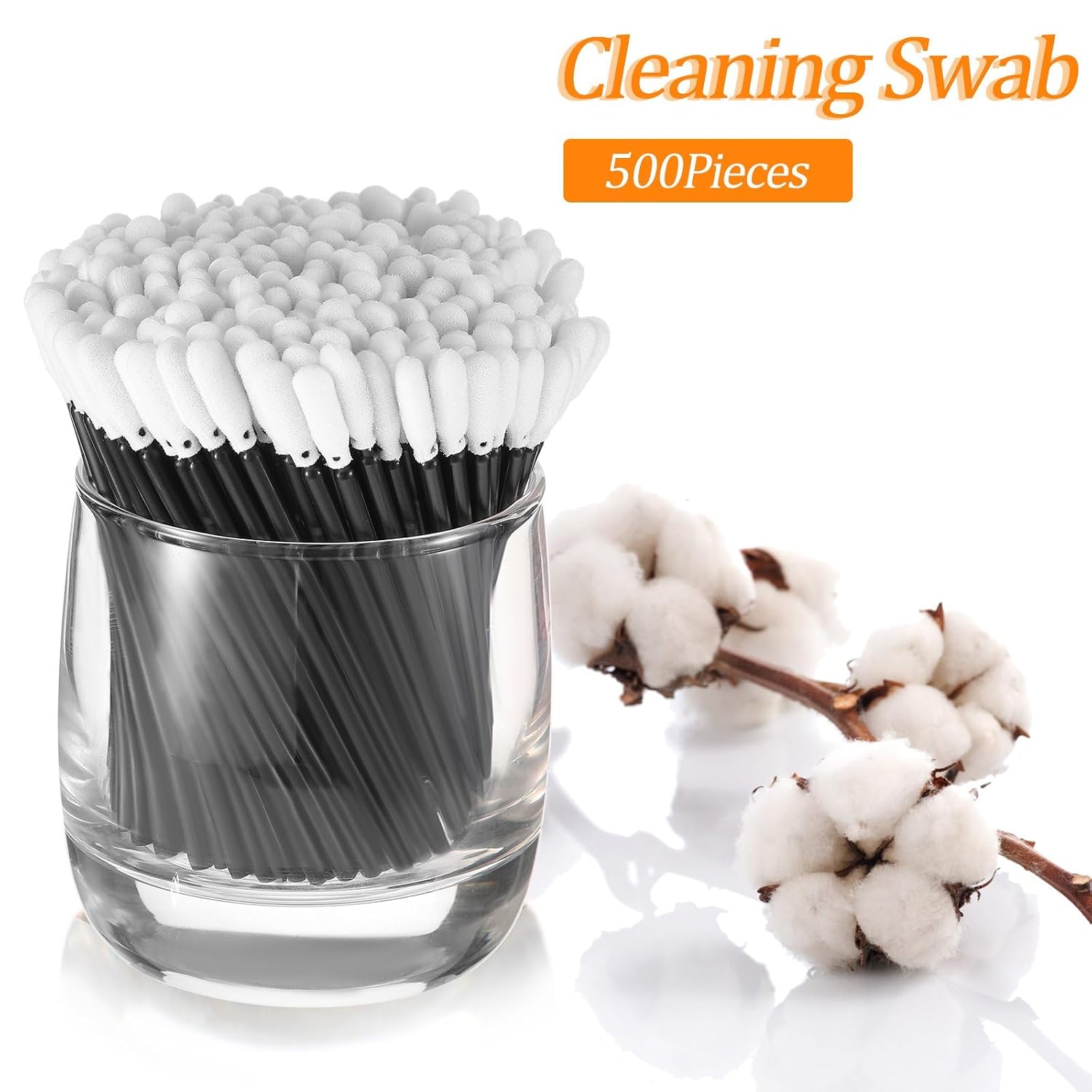 Zhengmy 500 Pcs Foam Swabs for Printer Head Camera Lens 3.66 Inch,Black | Sponge Tip Cleaning Sticks for Inkjet Printer Nozzle, Optical Equipment Dust Removal, Electronics Detailing, Lint-free