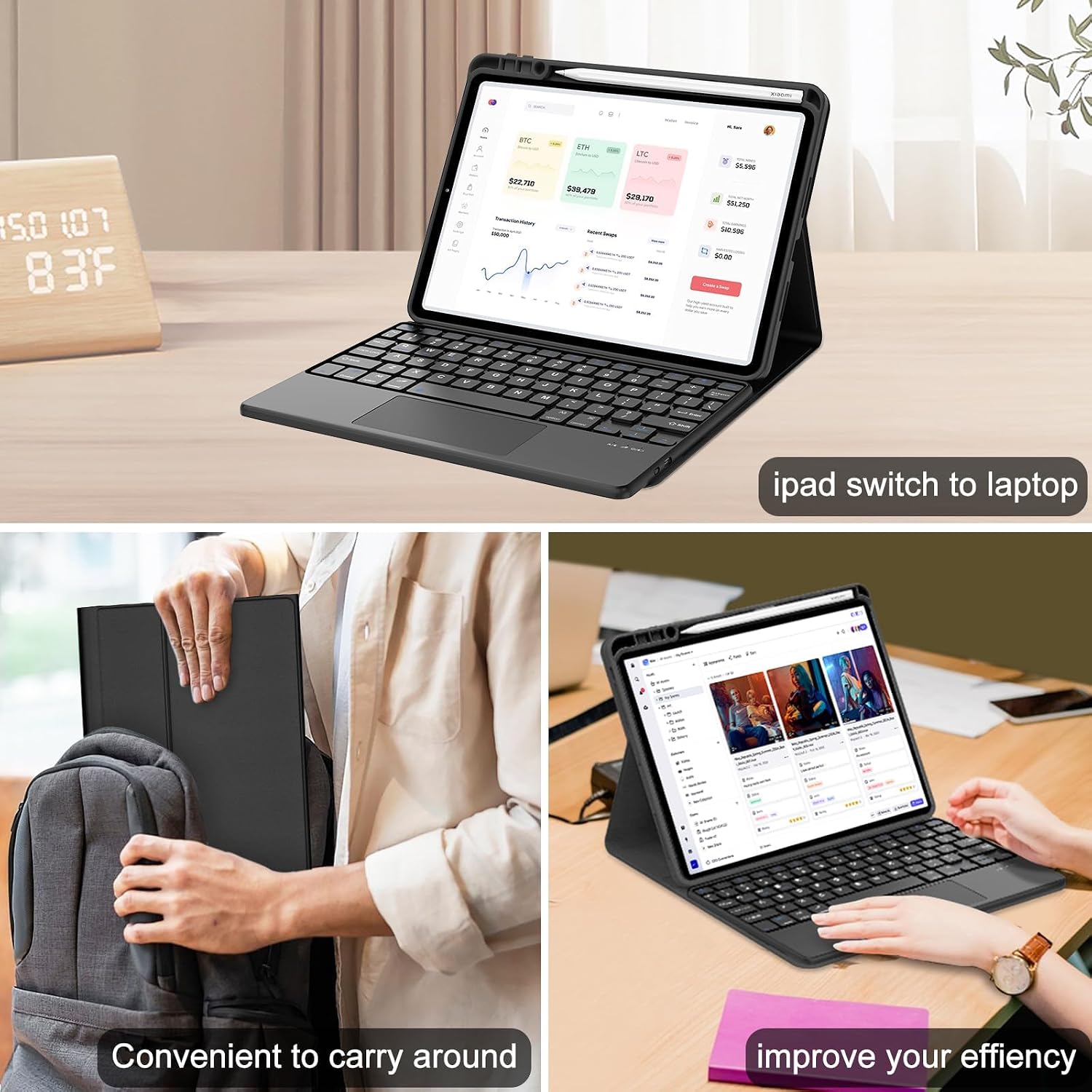Keyboard Case for Xiaomi Pad 8 / Xiaomi Pad 8 Pro 11.2 inch 2026, Magnetic Detachable Keyboard Multi-Touch Trackpad, Protective Cover with Pen Holder, Folio Case for Xiaomi Tablet Pad 7/7 Pro 11.2''