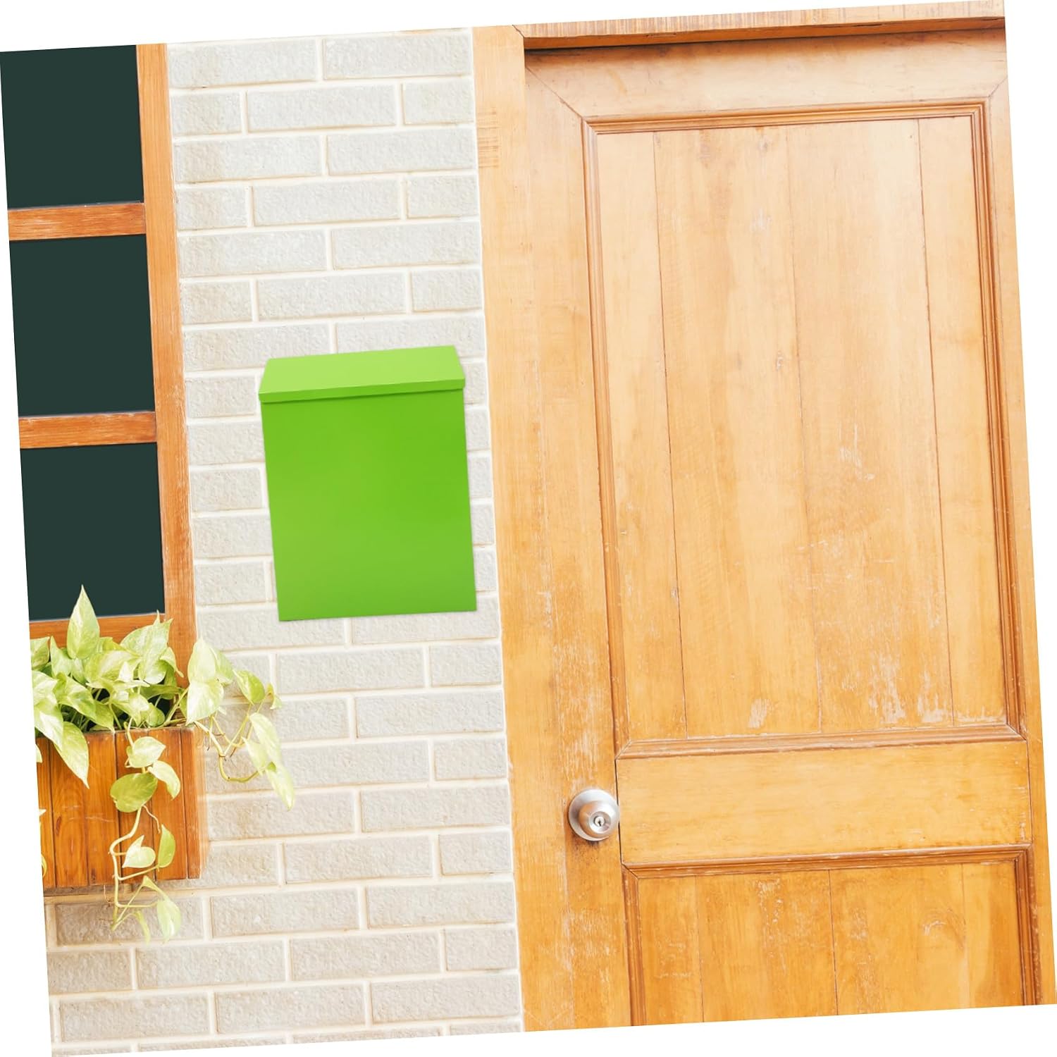 Outanaya Locking Wall Mount Mailbox Iron Letter Box Vintage Green Suggestion Box for Office and Home Outdoor Use
