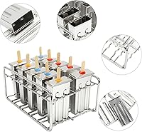 Vista 3 de Molde para helado, 10 moldes para palitos de helado, moldes de paletas de acero inoxidable, moldes para paletas de hielo, molde de helado de metal