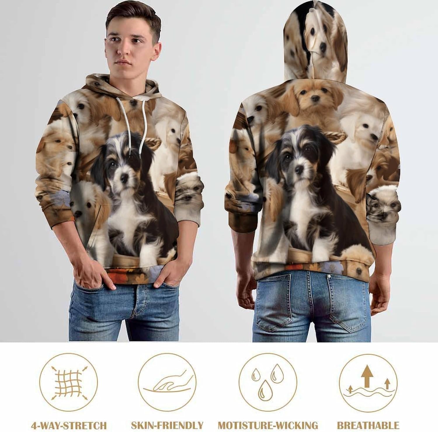 Oversize Hoodies For Men Cute Pet Dogs Women Sweatshirts Fashion Pullover Hoodies