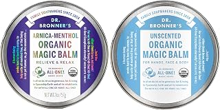 Organic Magic Balm (2 oz Variety Pack) Arnica-Menthol & Baby Unscented - Made with Organic Beeswax & Hemp Oil, Moisturizes and Soothes Hands, Face & Body | 2 Count