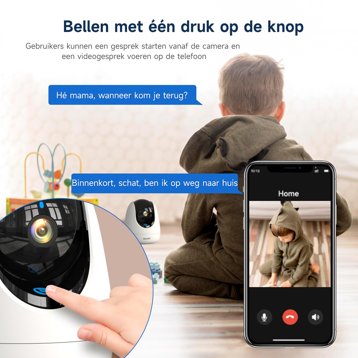 2K Pan/Tilt Beveiligingscamera voor Thuis met Mens-, Baby- en