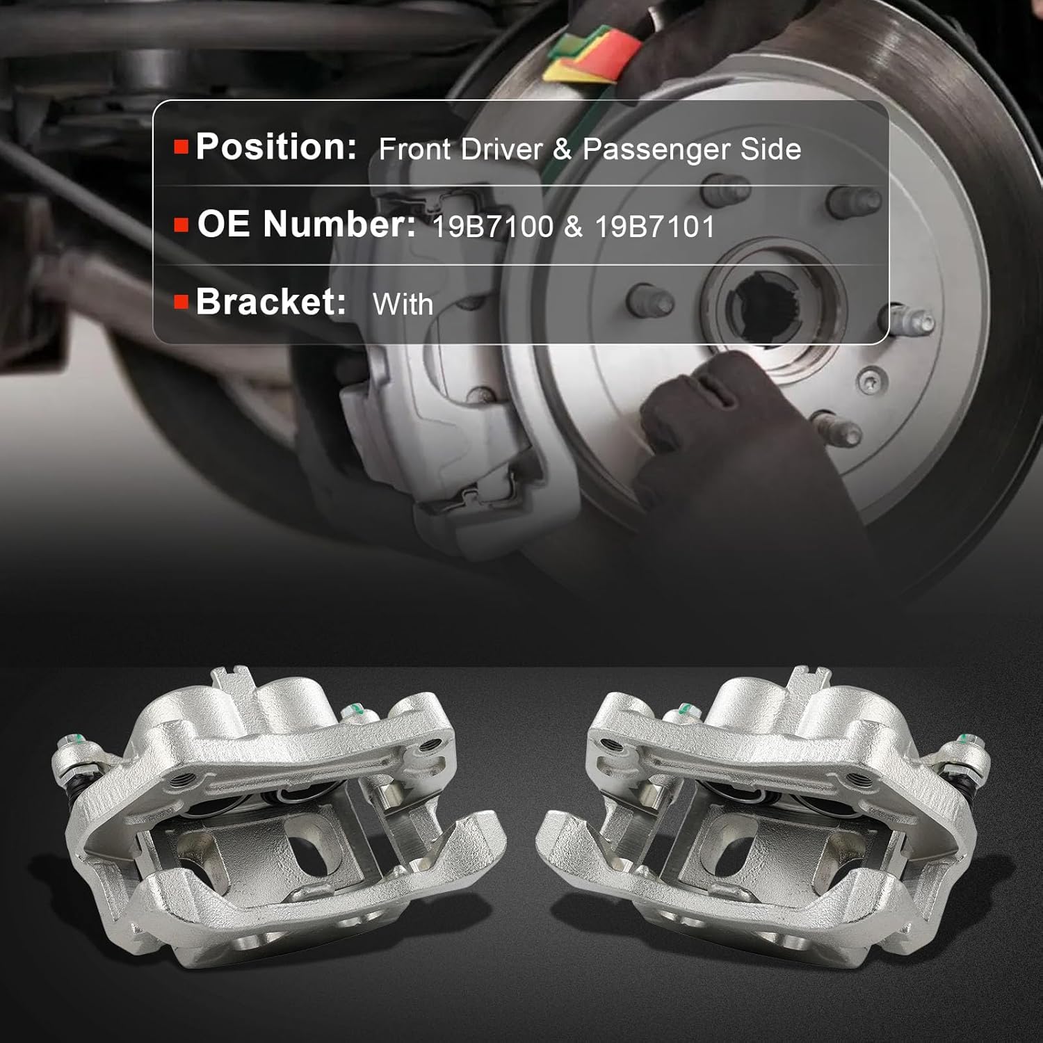 cciyu Front Left & Right Disc Brake Calipers w/Bracket 19B7100 19B7101 2013 For Infiniti For JX35,2014-2020 For Infiniti For QX60,2015-2023 For Nissan For Murano,2013-2020 For Nissan For Pathfinder