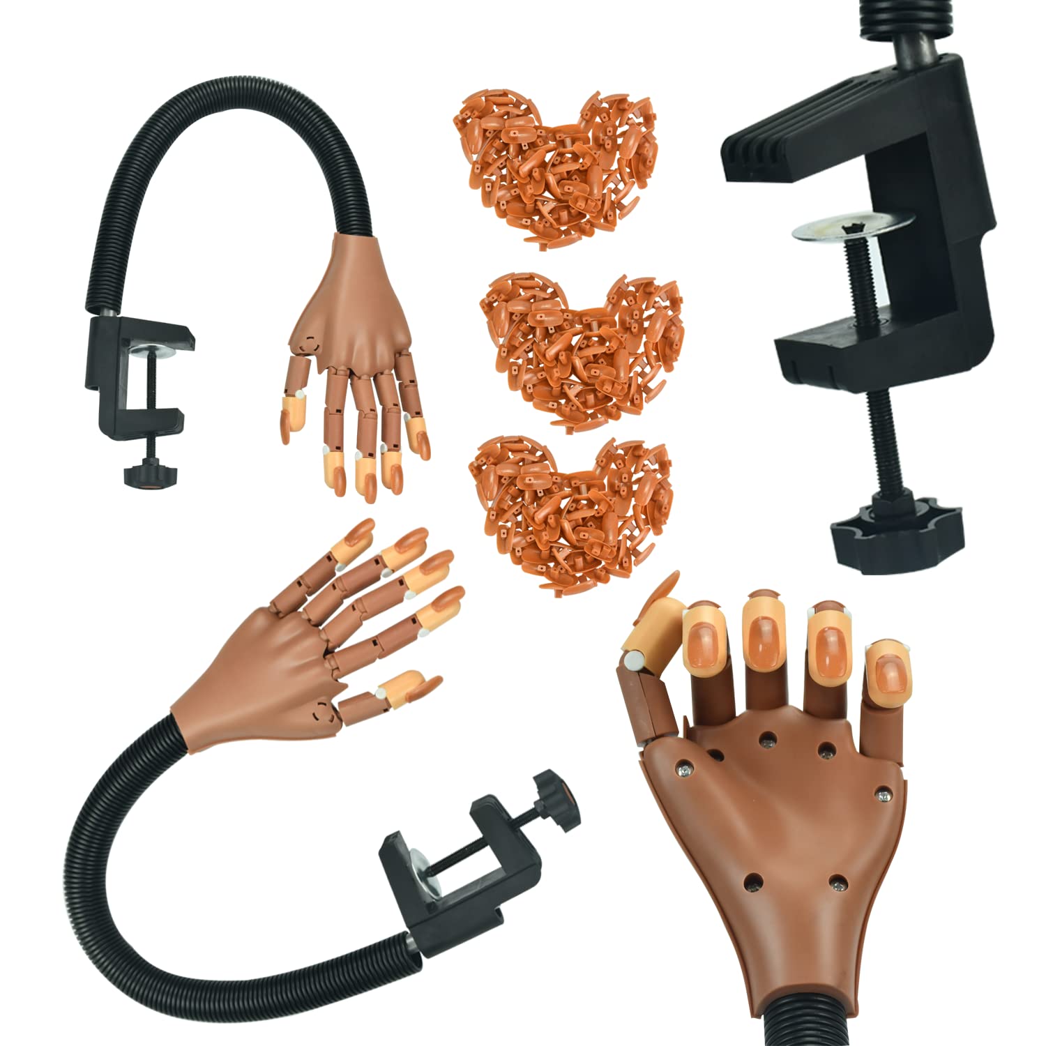 D'entraînement Manucure, Fausse Main Entrainement Formation, Faux Doigts pour Faire les Ongle, Main de Pratique Réglables Flexibles pour Manucure à Ongles Bricolage, avec 300 faux ongles