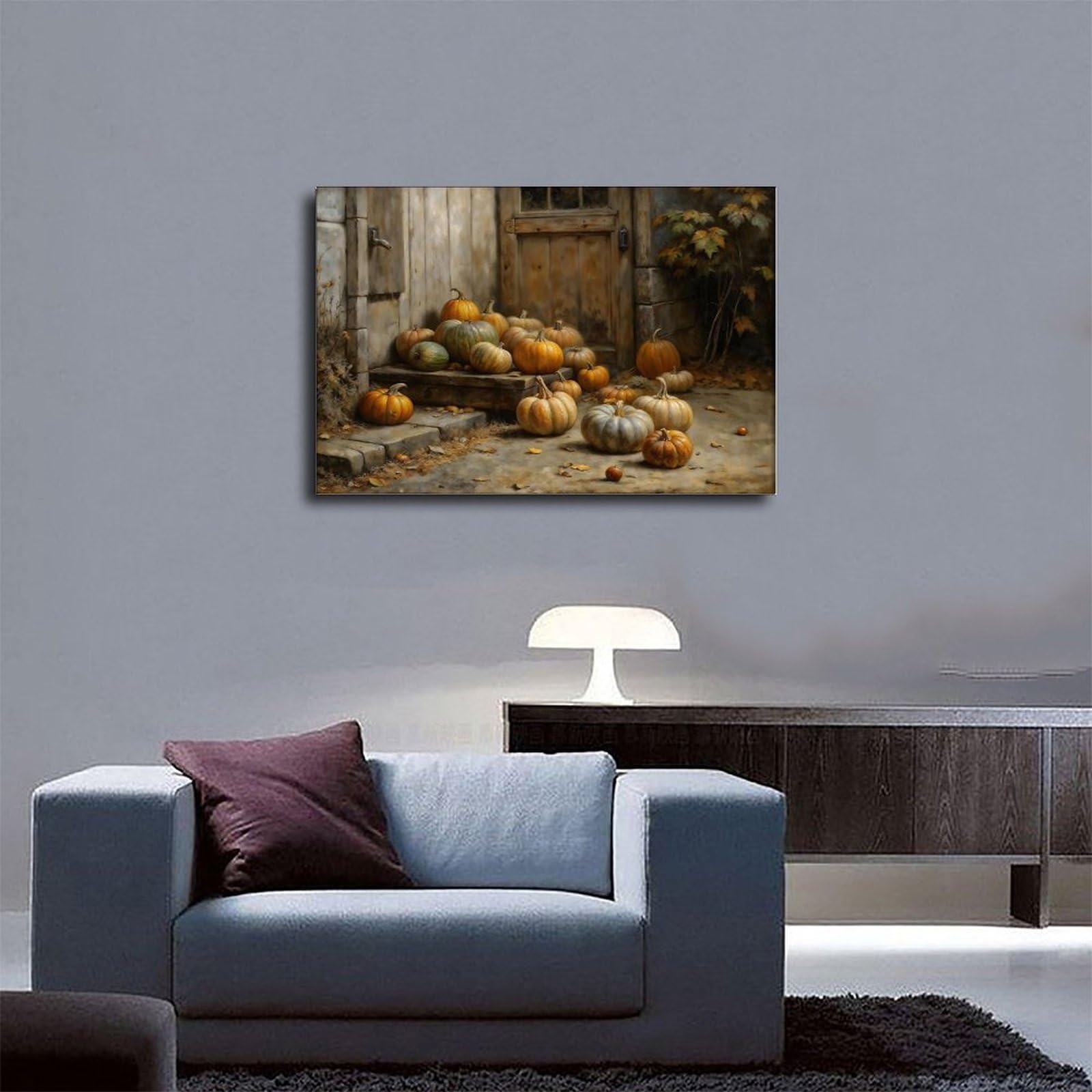 ANFOTCM Rustykalny obraz olejny dynie vintage jesienne żniwa plakat druk dekoracyjny obraz na płótnie sztuka ścienna salon plakaty sypialnia obraz 12 x 18 cali (30 x 45 cm)