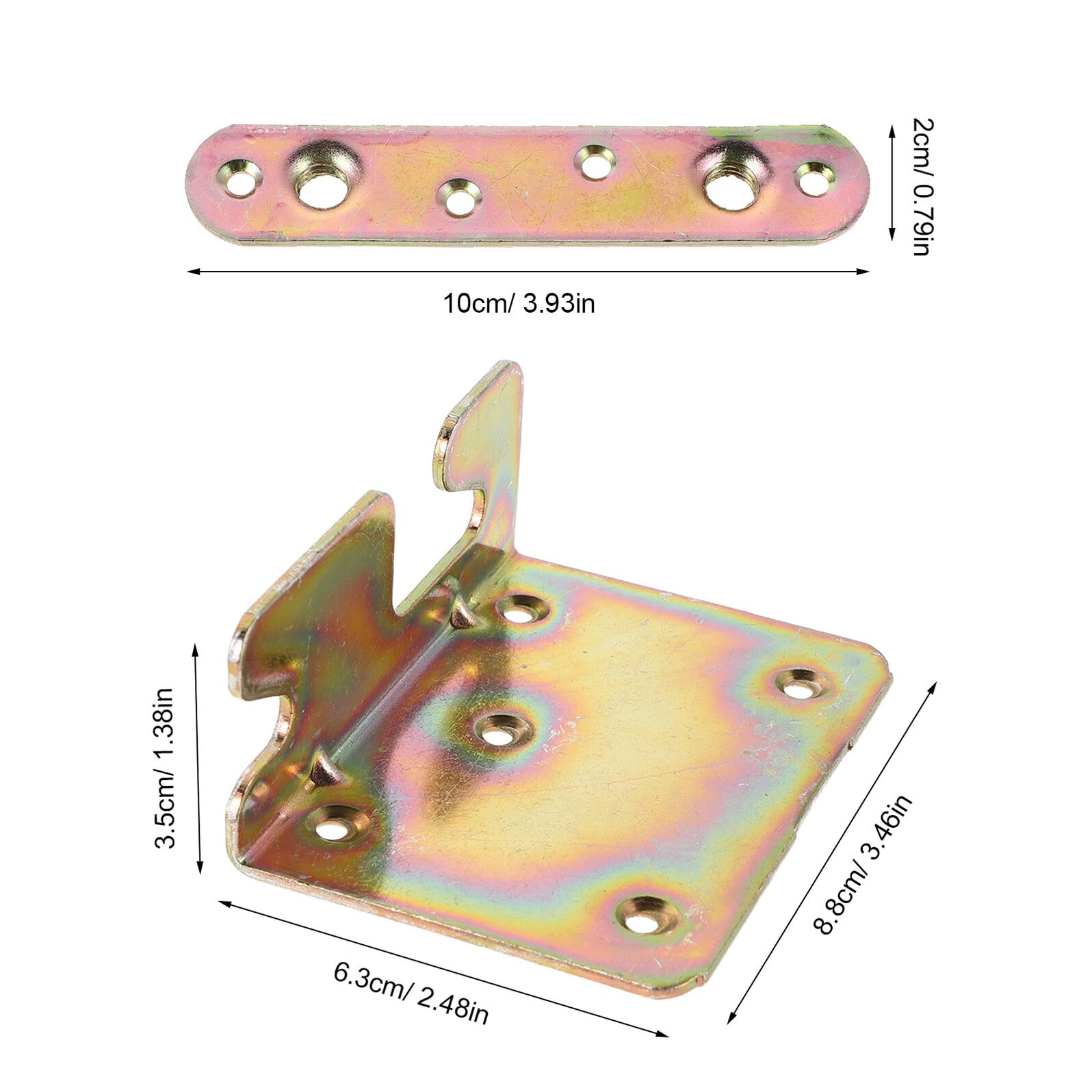 Mobestech 8 Set Staffe per Sponde Letto in Metallo Spesso 2.0mm Connettori e Viti per Mobili da Camera Accessori Invisibili per Ferramenta Letto e Silenziosa e Stabile