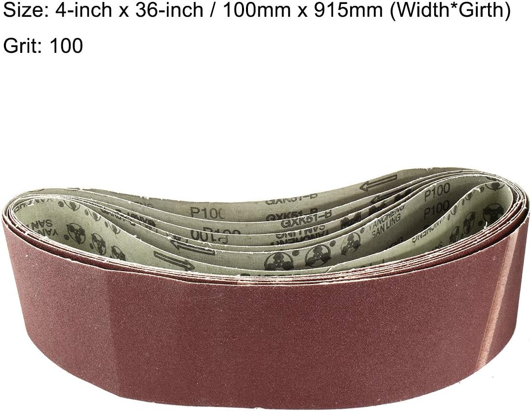 Sourcingmap 4-Inch x 36-Inch Aluminum Oxide Sanding Belt 100 Grits Sandpaper Lapped Joint for Belt Sander 6pcs - Image 3