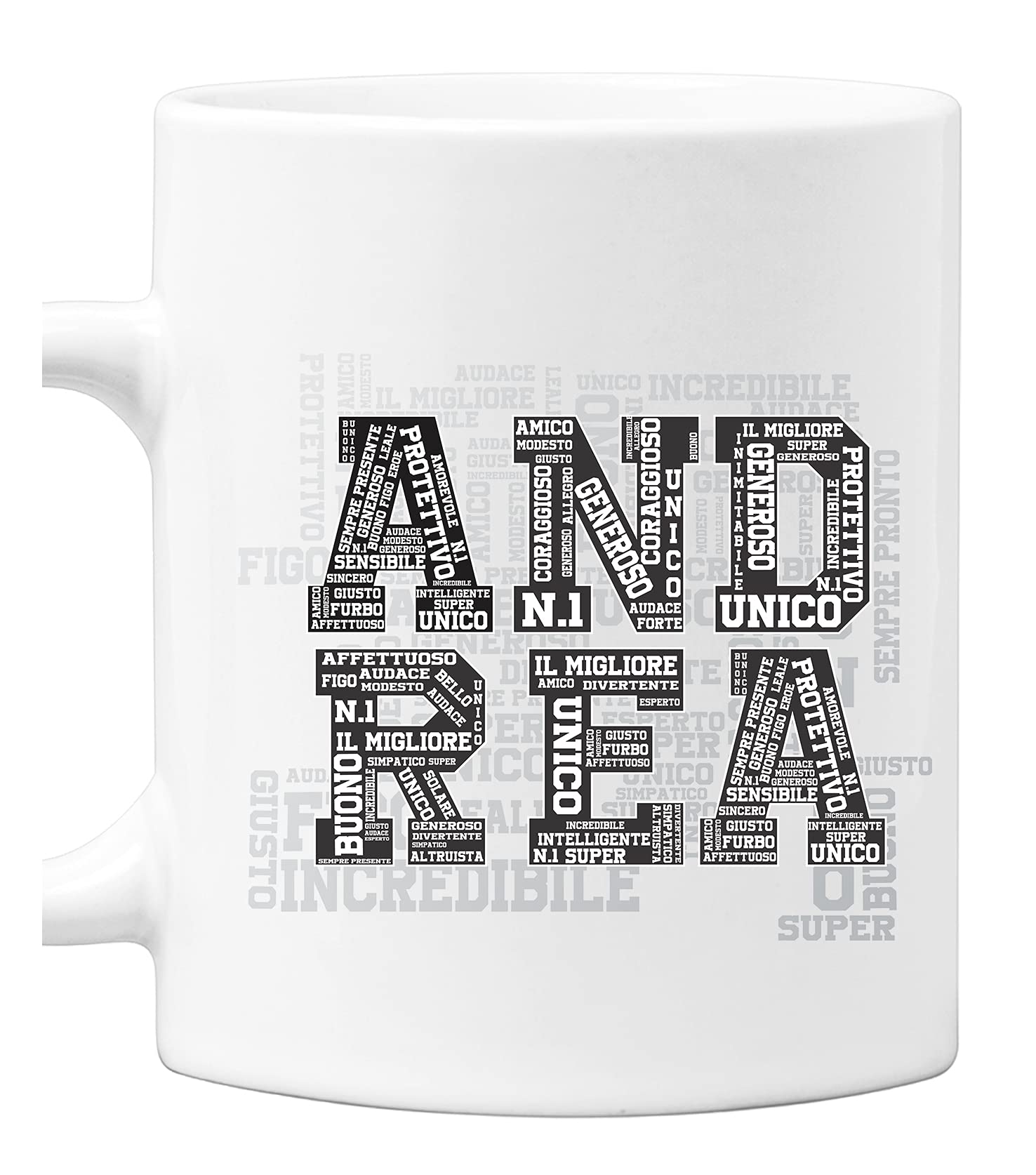 tazza ceramica 8x10 scritta nome Andrea iniziale A idea