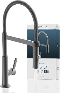 SCHÜTTE 79142 MIAMI Küchenarmatur 360°, Einhebelmischer mit ausziehbarer, magnetischer Geschirrbrause, Spültischarmatur Mischbatterie für die Spüle, Wasserhahn Küche Graphit