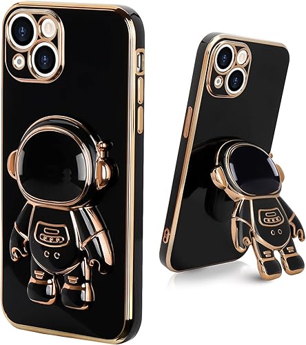 Funda compatible con iPhone 13, diseño de soporte de astronauta en 3D, protección de cámara, a prueba de golpes, suave cubierta trasera para Apple