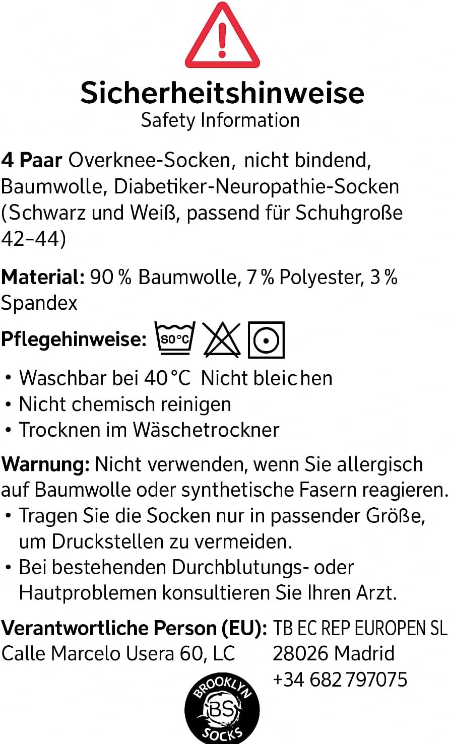 4 Pairs of Over The Knee Non-Binding Cotton Diabetic Neuropathy Socks - Image 7