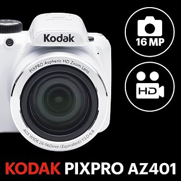 Kodak PIXPRO AZ401-WH 16MP Digital Camera, 3-Inch, White