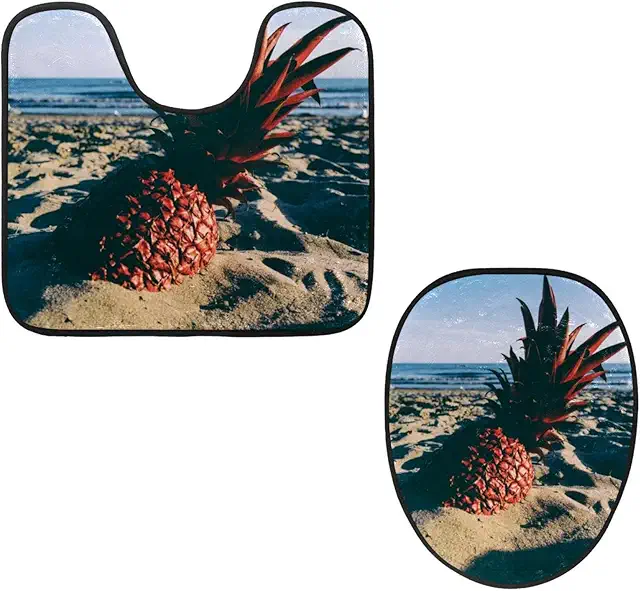 Blue Sky Fruit Pineapple Toilet Mat Set - 2-Piece Bathroom Decor
