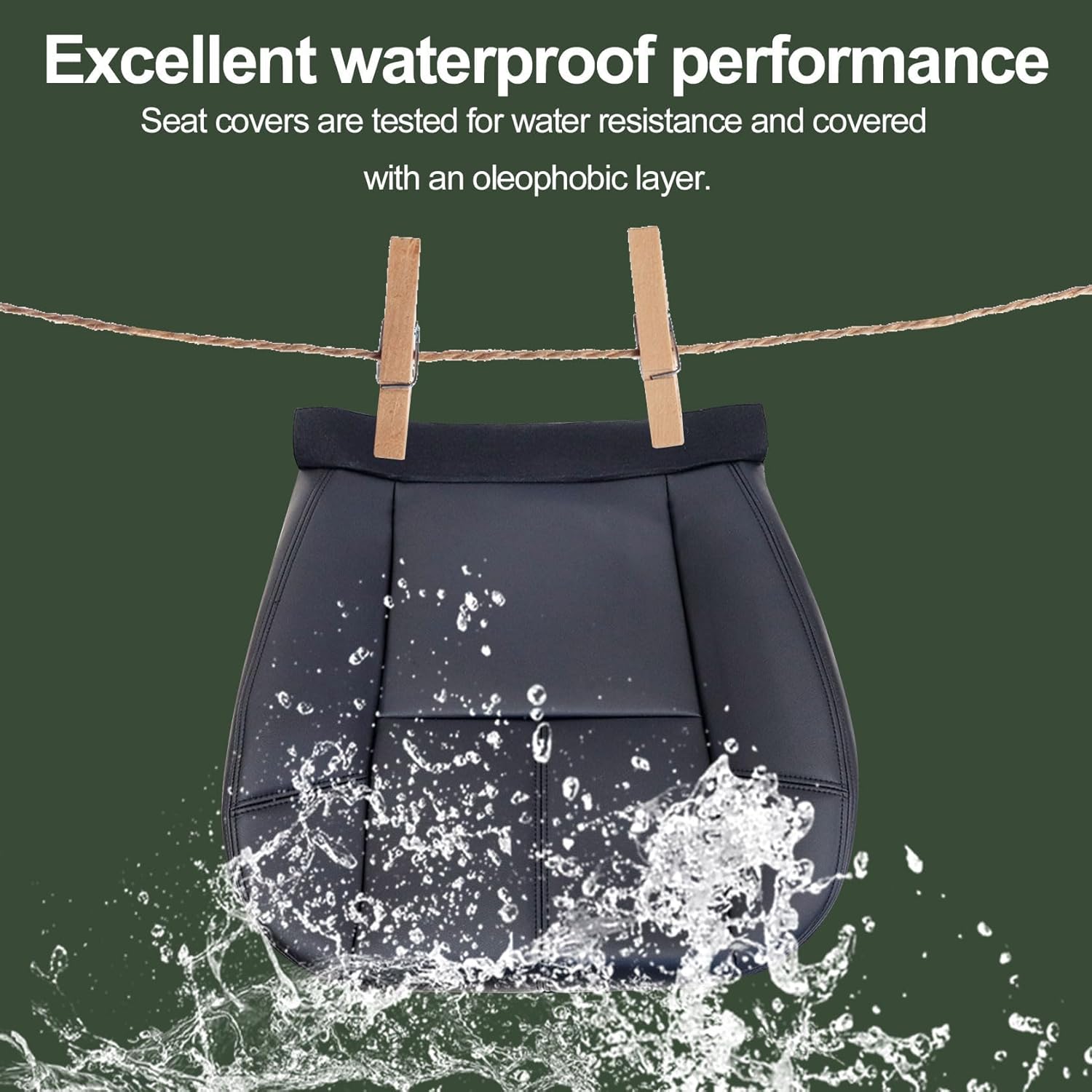 FZJDSD Black Driver & Passenger Side Bottom Leather Seat Cover Compatible with Chevy Silverado Tahoe Suburban Avalanche GMC Sierra Yukon 2007 2008 2009 2010 2011 2012 2013 2014