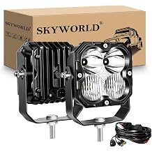 SKYWORLD Led Work Light with 12V DT Harness Kit, 4.3 inch 30W 2500 LM, Off road Driving Fog Light for 4x4 Car Truck UTE ATV Boat Tractor, 6000K White Waterproof Headlight, Spot Flood Combo Beam