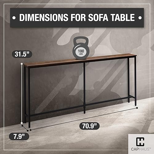 Miniatura 29 de CAPHAUS Mesa de consola estrecha y larga de 71 pulgadas para entrada, mesa de diseño clásico estrecha y larga para sala de estar, mesa de entrada