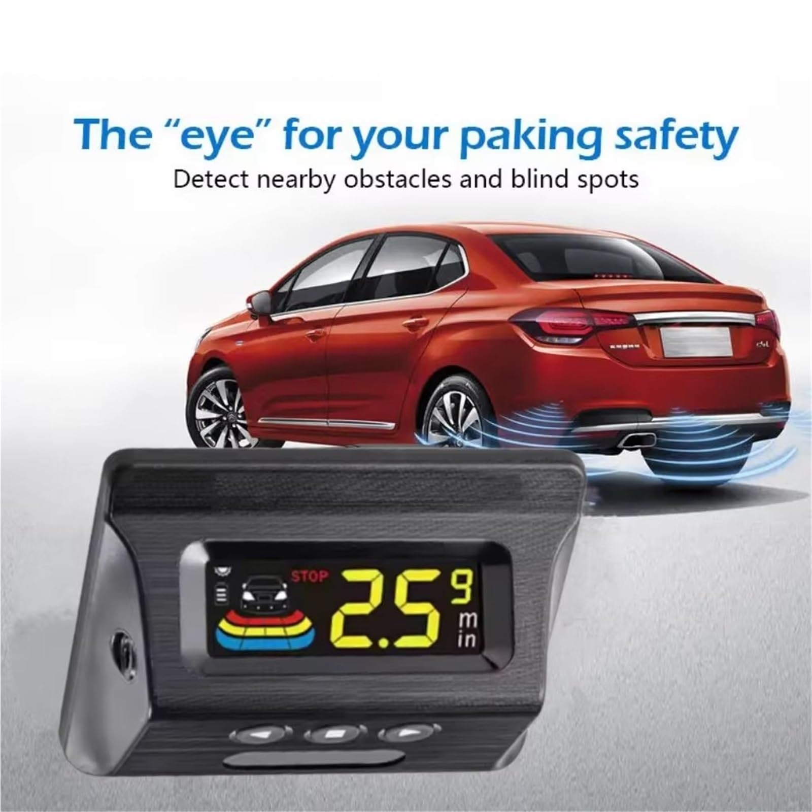 Sensor Estacionamiento Radar Inalámbrico De Aparcamiento para Coche con 4 Sensores, Pantalla LCD Inversa, Detector De Monitor Parktronic para Coche, 22MM