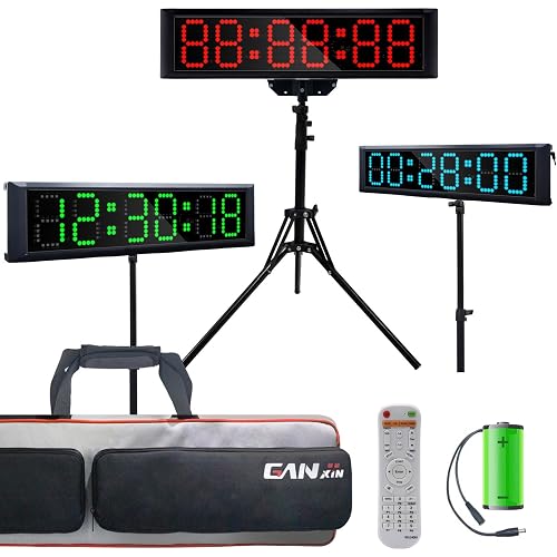 Large LED Display Digital Race Timer Clock with Tripod,Battery,Remote Control,Function-Countdown/Up/Time Clock,for Sports Events, Races, Meetings, Presentations (Non-Waterproof +RGB)