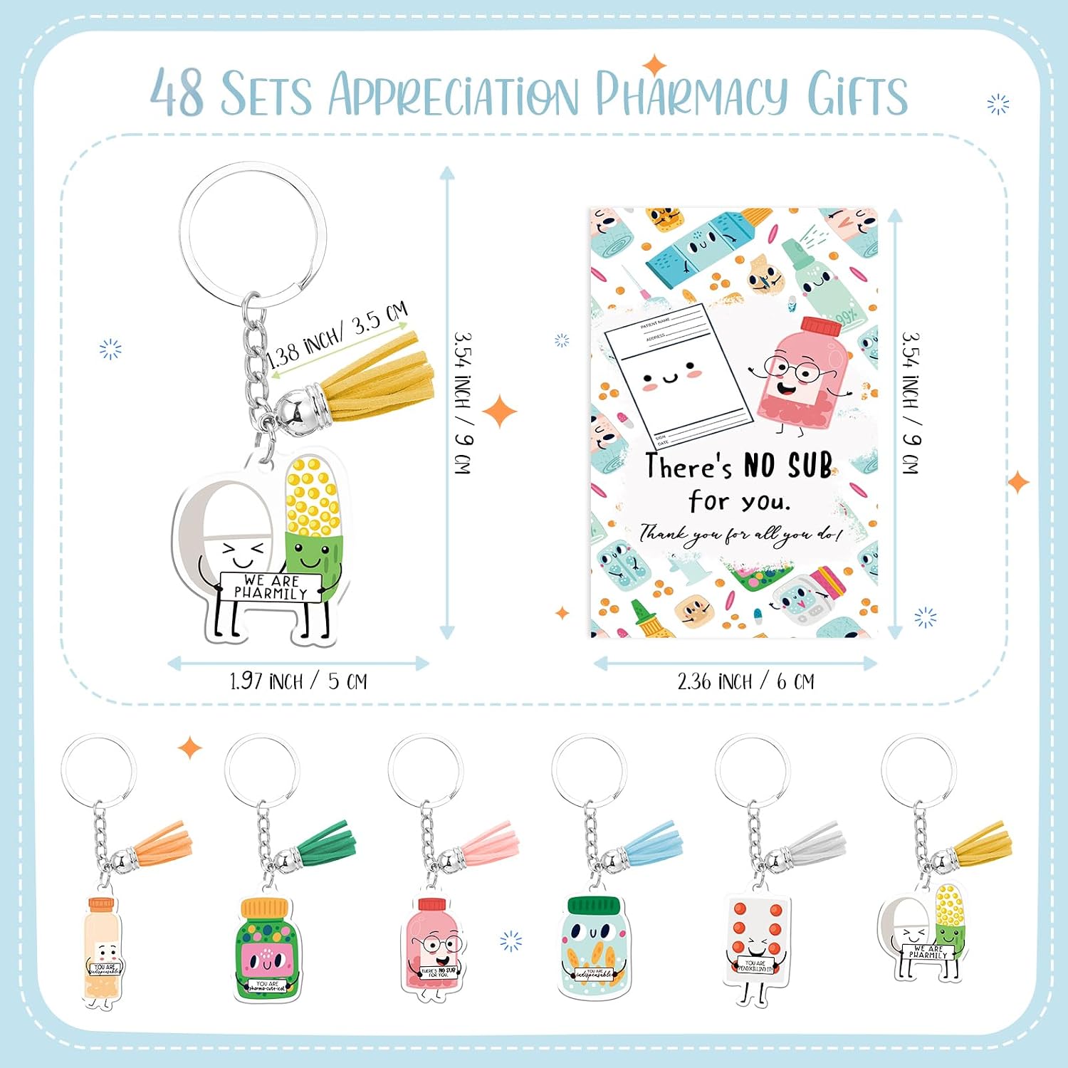 Fuyoooo 24/48 Sets Pharmacy Week Gifts Bulk Acrylic Keychains image 2