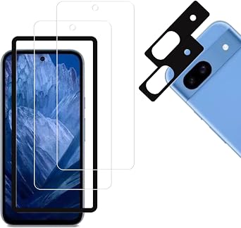 Screen Protector For Google Pixel 8a 5G Tempered Glass Film 2-Pack with Camera Lens Protector 2-Pack Easy Alignment Tool