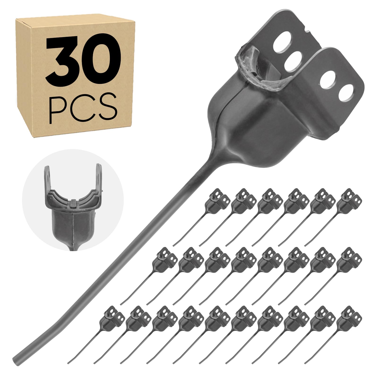 30PCS Rubber Mounted Rake Teeth 166 Right Hand, Heavy Duty Hay Wheel Rake Tines, Tedder Baler Tooth, Hay Tool, Farm Aftermarket Replacement Parts, Compatible with New Holland, Allen, Ford