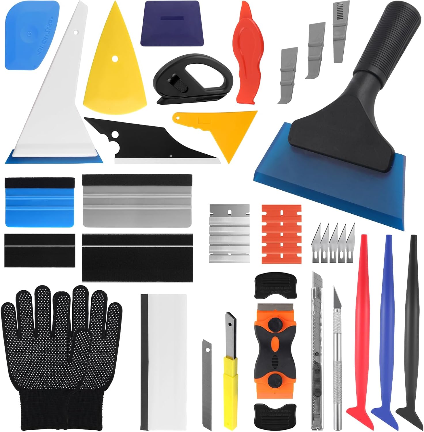51PCS Car Window Tint Kit,Multi-Tool Window Tint Tools Kit Includes Felt Squeegee,Vinyl Squeegee,Cutting Knife,Windows Tints Car Wrap Kits for Windows Film & Modifications