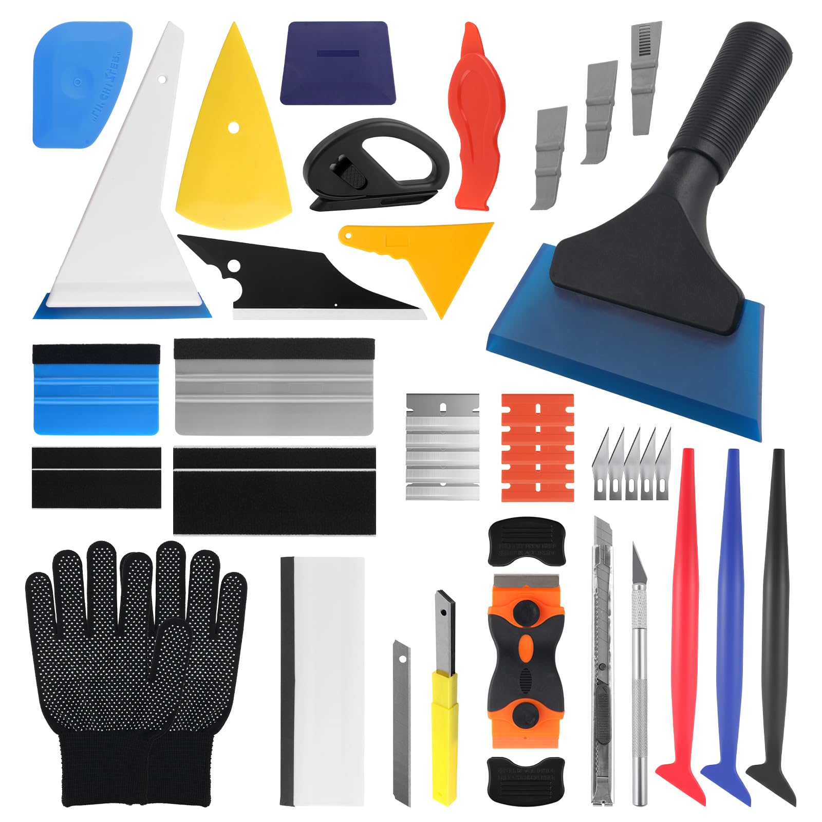 51PCS Car Window Tint Kit,Multi-Tool Window Tint Tools Kit Includes Felt Squeegee,Vinyl Squeegee,Cutting Knife,Windows Tints Car Wrap Kits for Windows Film & Modifications