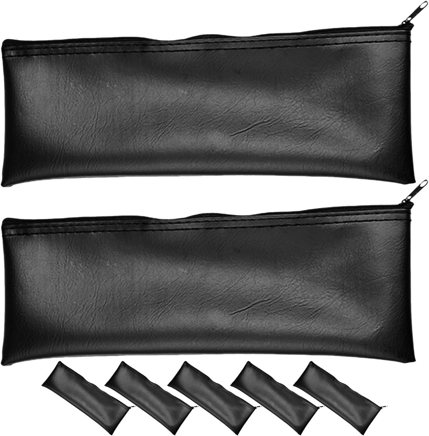 VILLCASE 7pcs Microphone Storage Bags PU Leather Zippered Black