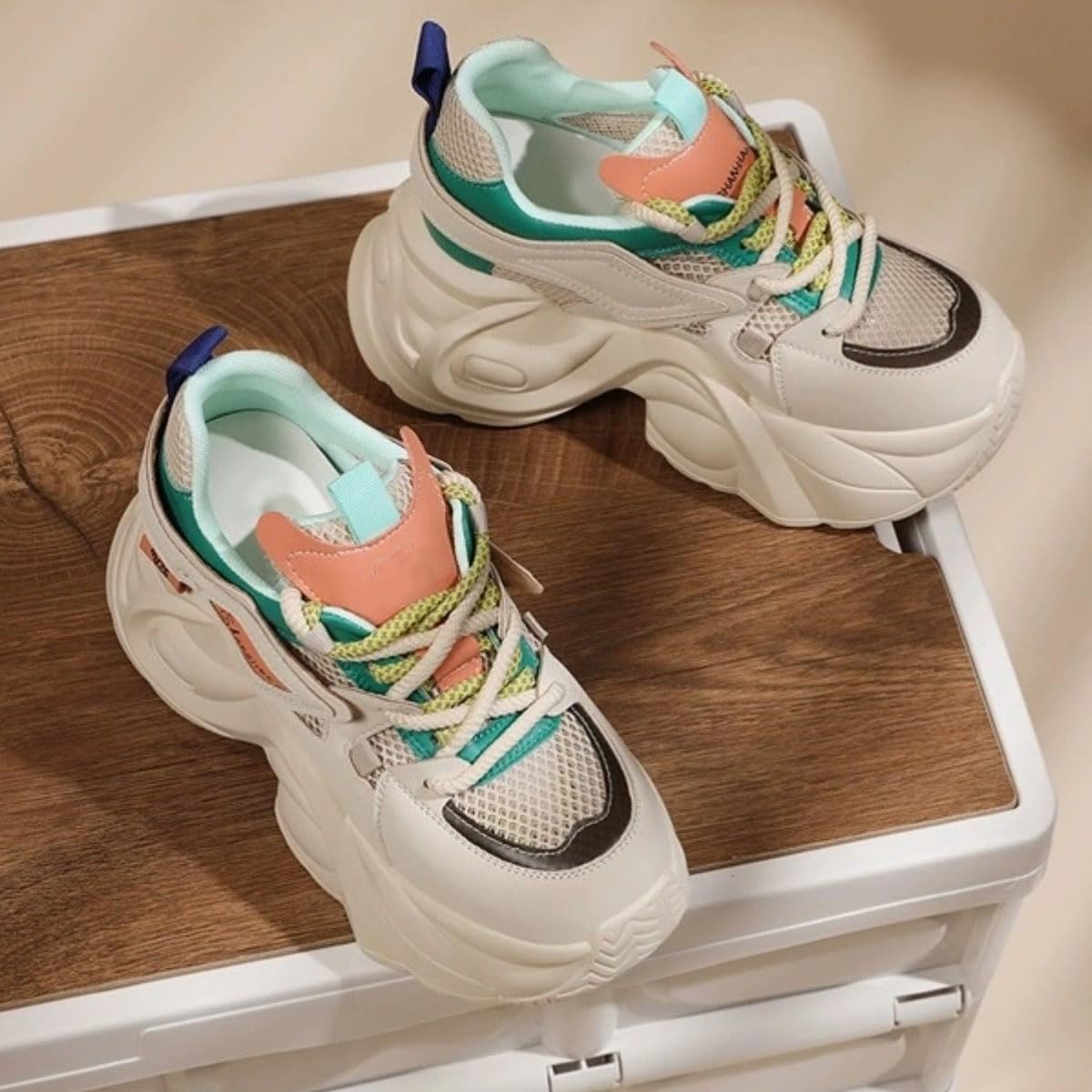 Chunky Sneakers for Women Walking Shoes with a 2.7-Inch Thick Sole - Breathable Mesh Walking Shoes - Image 4