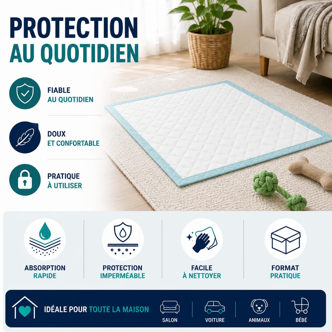 Alèse Jetable Ultra-Absorbante pour Incontinence (60x90 cm) – Imperméable, Hypoallergénique et Douce – Protection pour Lits, Fauteuils et Chaises – Pack de 120 – Le Pro du Médical