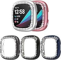 Vista 1 de Paquete de 5 fundas rígidas de policarbonato sin pantalla compatibles con Fitbit Sense 2/Versa 4, carcasa trasera de cristal ultrafina de repuesto