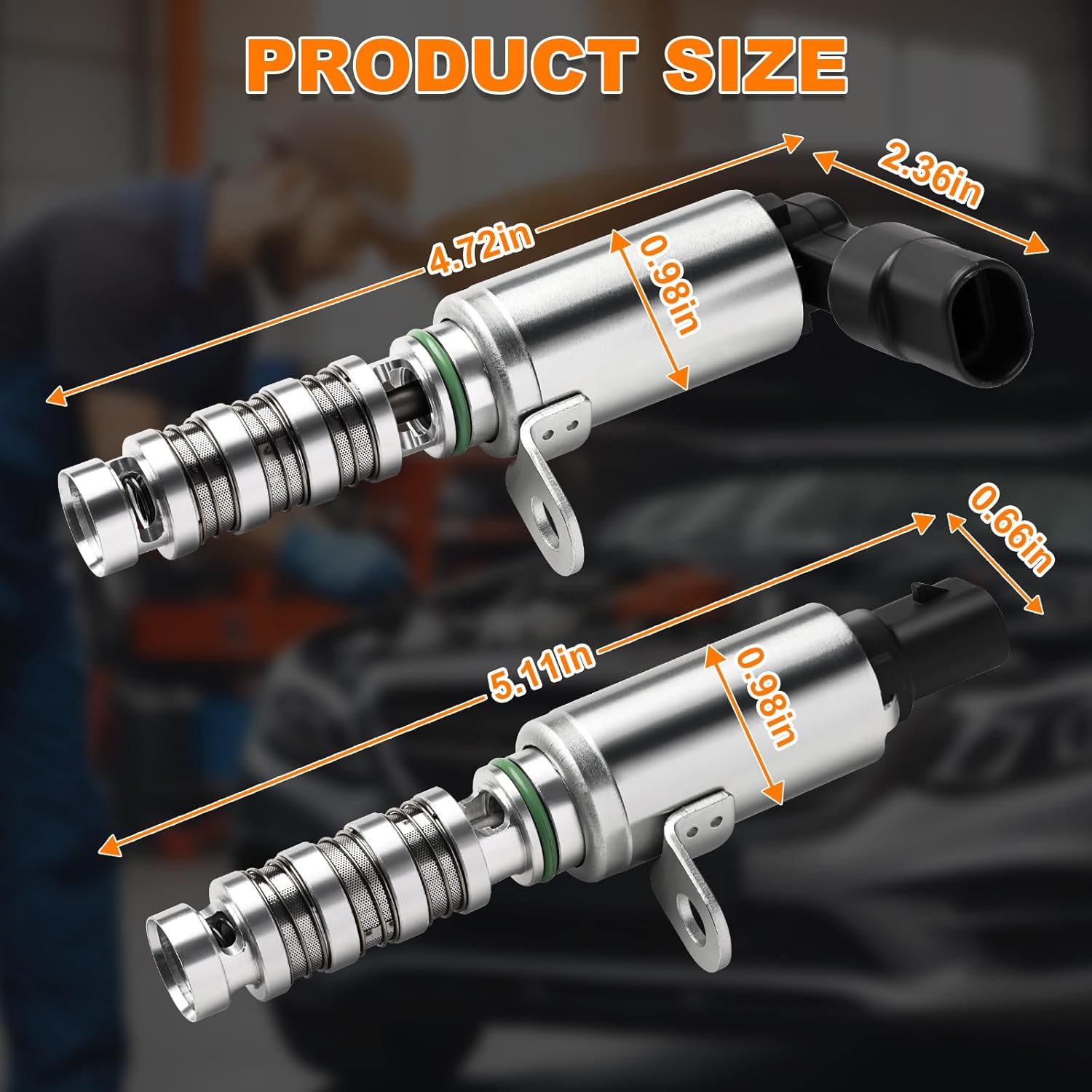 2PCS Intake & Exhaust Engine Variable Valve Timing (VVT) Solenoid Compatible with Hyundai Elantra Kona Sonata Tucson Veloster & Kia Forte Optima Seltos Soul Replace# 243752E100, 243552E100
