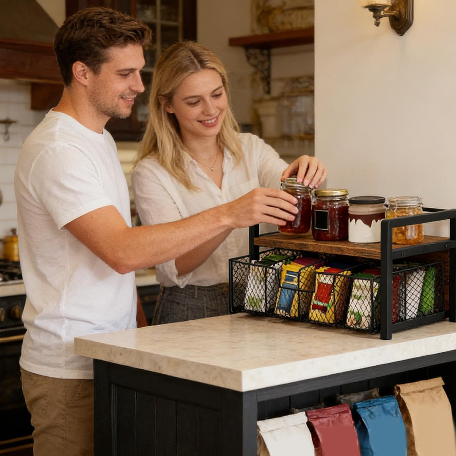 Organizador de Bolsitas de Té Estante Organizador de Bolsitas de Té | Clasificador para Cajón de Té Para Encimera, Hogar, Dormitorio, Salón, Meditación, Apartamento, Bar,