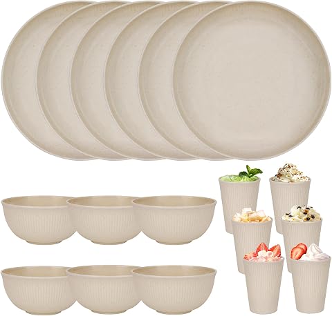 CSYY Juego de vajilla irrompible, juego de vajilla de plástico para acampar, juego combinado de vajilla para picnic con platos, reutilizable