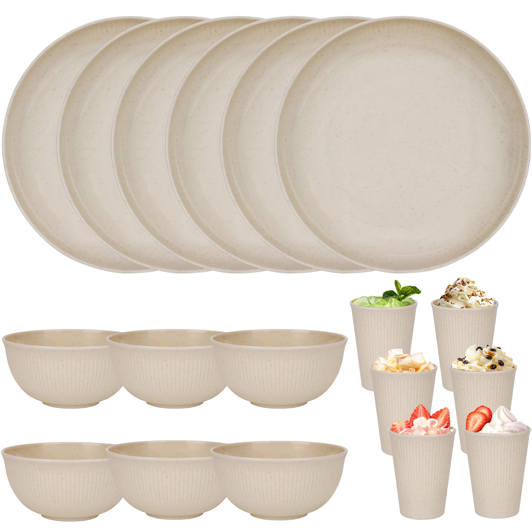 Plastic Dinner Sets for 6 People,18pcs Camping Plates and Bowls Set, Reusable Picnic Set Unbreakable Plates, Cups, Bowls for Adult, Party, Home — image 1