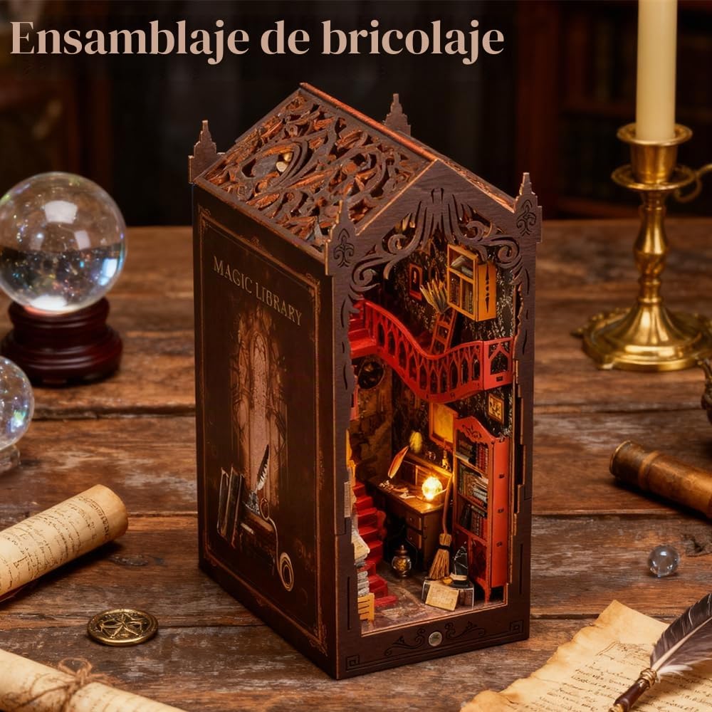 DIY Book Nook - Kit Selber Bauen Miniatur Haus Magique Sujetalibros 3D LED Luz de madera para adolescentes y adultos
