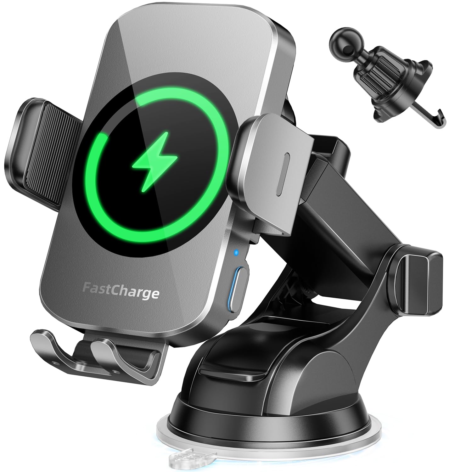BothLin 3-in-1 Wireless Car Charger Mount, 15W Fast Charging Auto-Clamping Phone Holder for iPhone 17 16 15 14, Samsung Galaxy S24 S23, Dashboard, Vent &amp; Windshield Car Mount