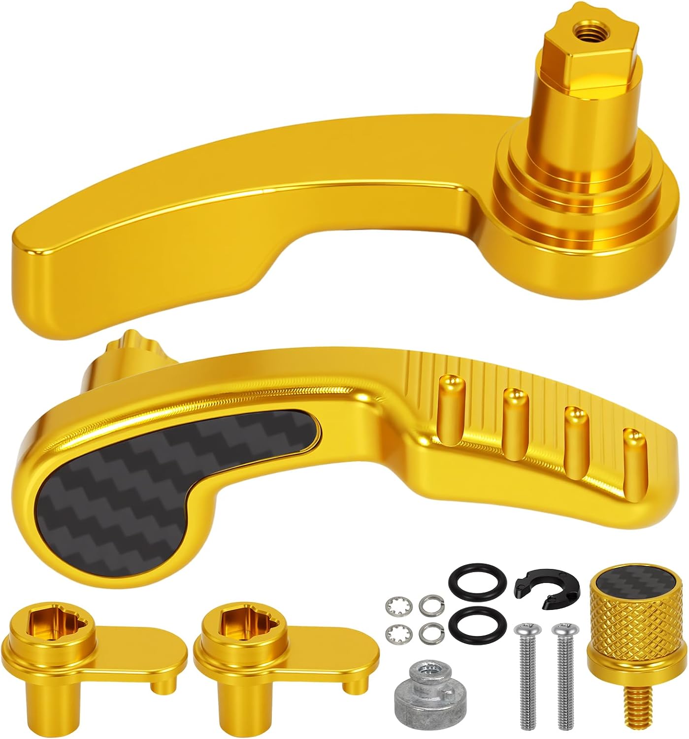 Gold Crbon Fiber Saddlebag Latch Lever-Lid Lifters Seat Bolt Screw for Harley Road Glide,Street Glide,Electra Glide,Road King,Ultra Limited,FLHR,FLHT,FLHX,FLHTK Touring 2014-2026